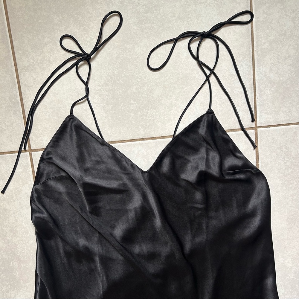 Victorias Secret Black Maxi Slip Dress Satin - Picture 3 of 8
